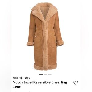 Wolfie Notch Lapel Reversible Shearling Coat Women’s Tan Wool